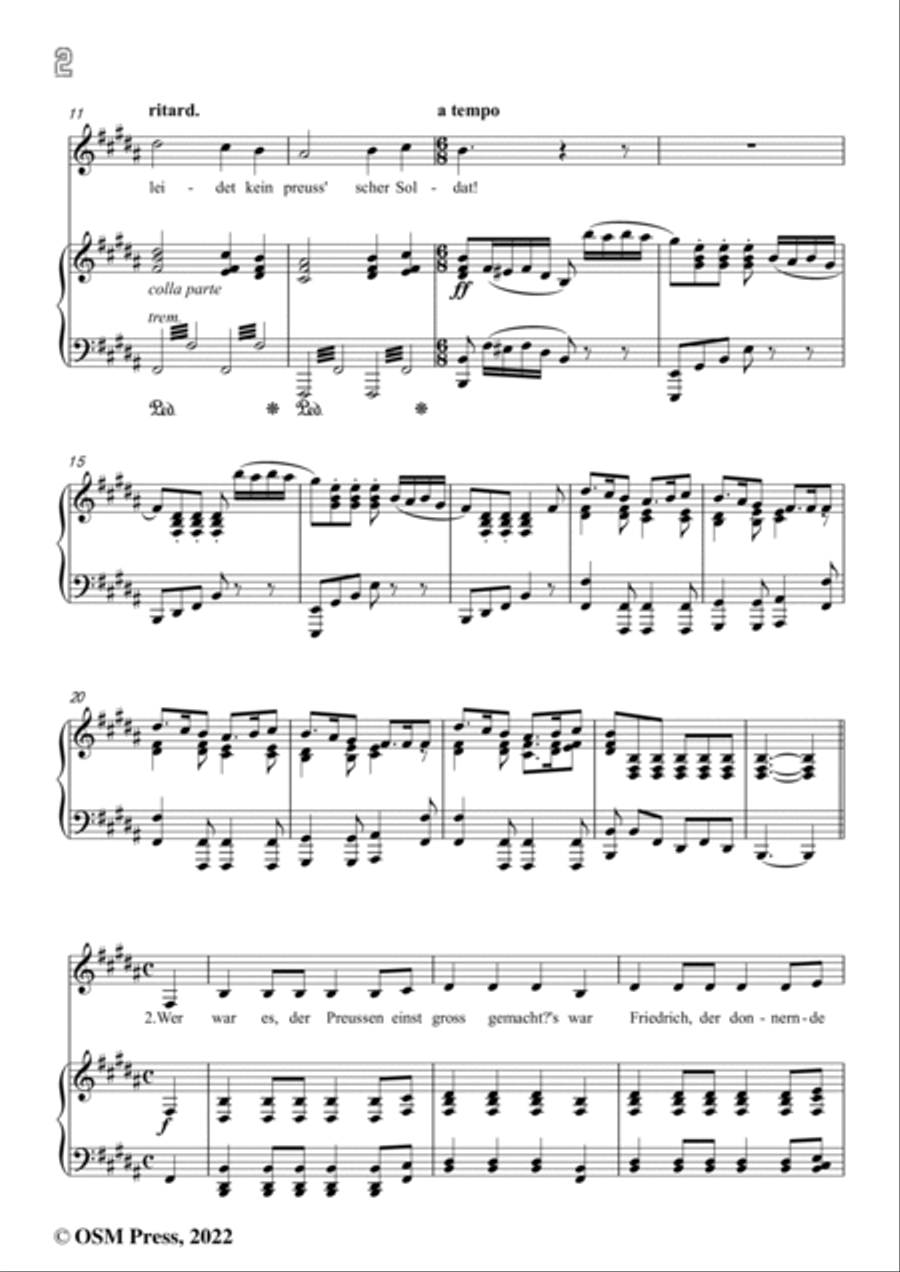 Loewe-Preussisches Hurrahlied,in B Major,for Voice and Piano Voice Solo scores gallery preview page 4
