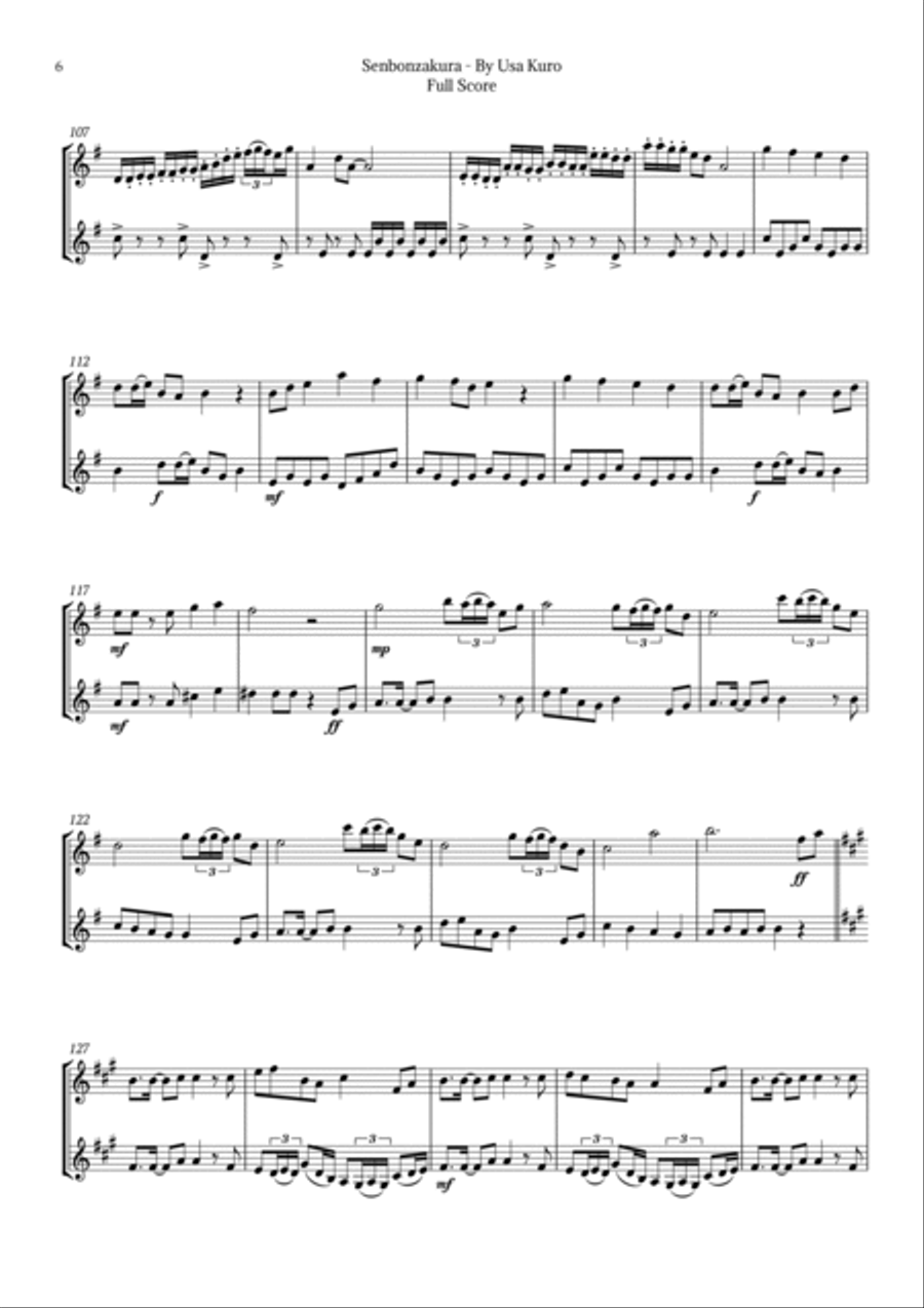 Senbonzakura Trumpet Duet scores gallery preview page 6