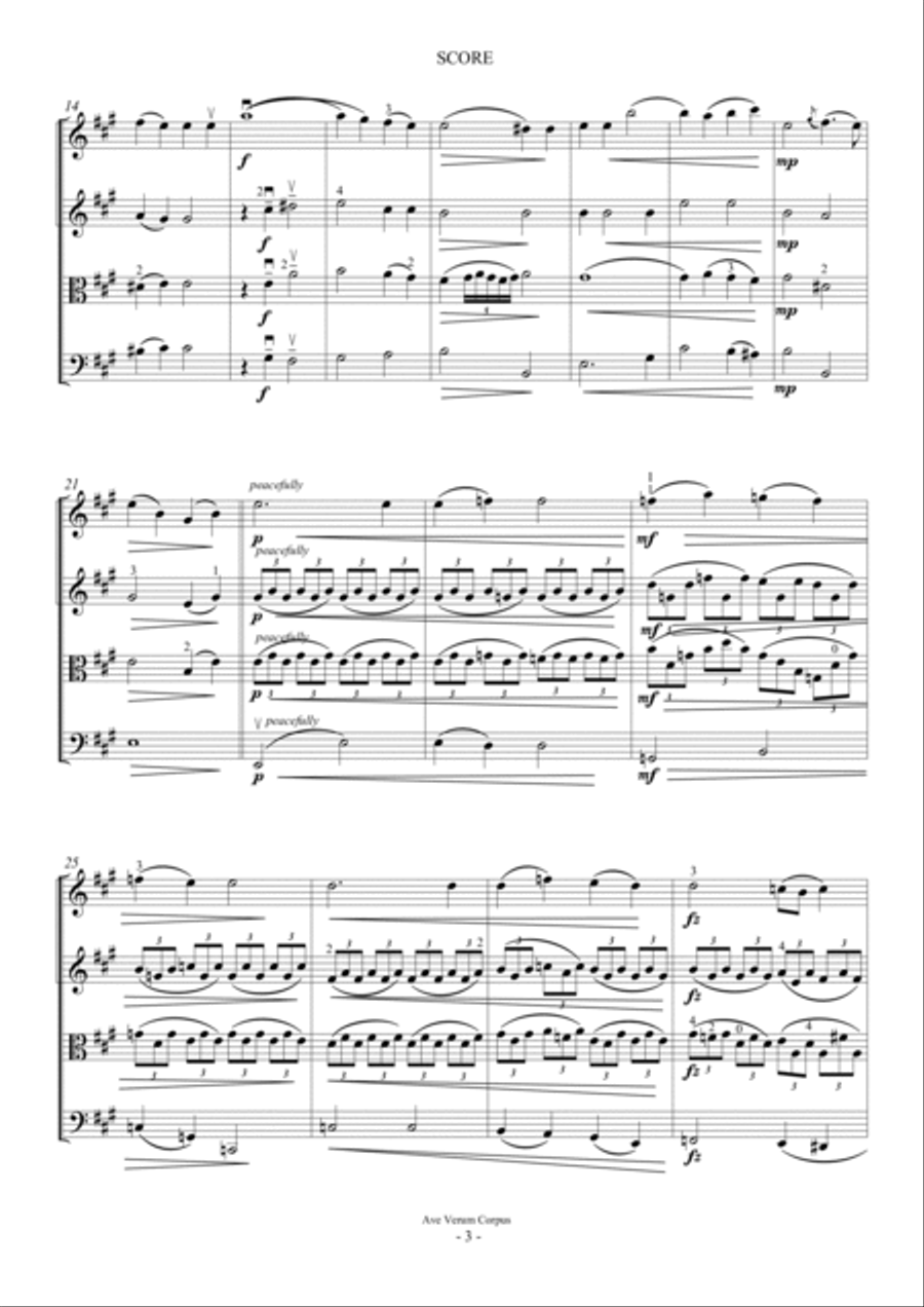 Ave Verum Corpus - For String Quartet String Quartet scores gallery preview page 3
