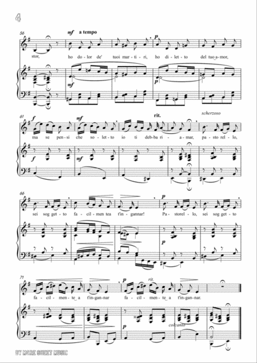 Pergolesi-Se tu m'ami in e minor,for Voice and Piano Voice Solo scores gallery preview page 6