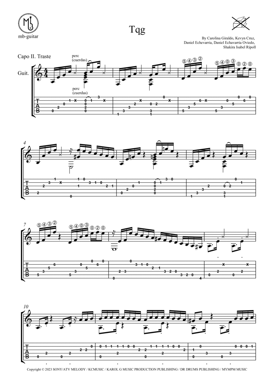 Tqg Acoustic Guitar scores gallery preview page 1