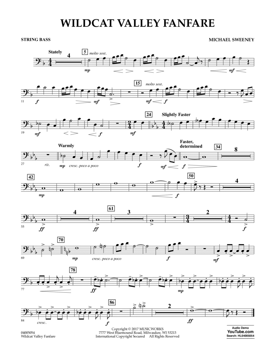 Wildcat Valley Fanfare - String Bass Double Bass scores gallery preview page 1