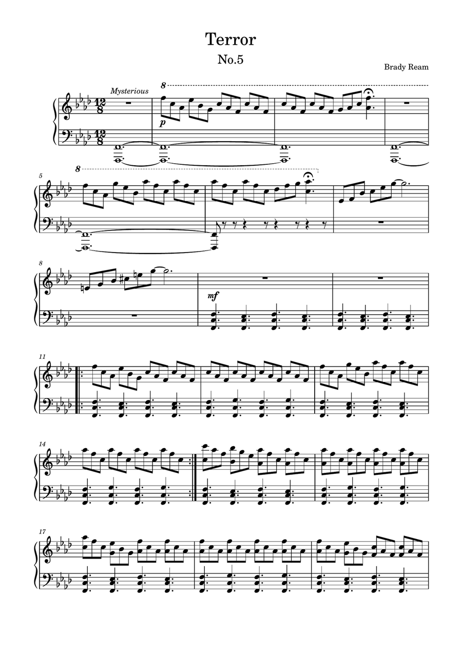 Terror Piano Solo - Digital Sheet Music