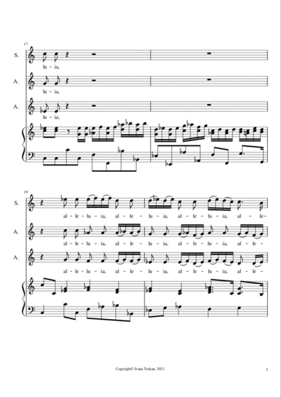 Alleluia from Der Herr ist mit mir Cantate BuxWV15 for SAA and keyboard instrument SSA scores gallery preview page 5