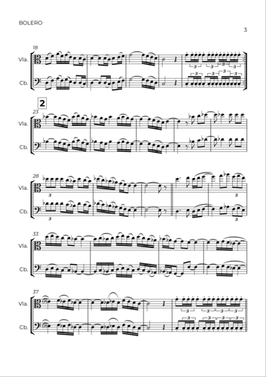 BOLERO - RAVEL - VIOLA & CONTRABASS String Duet scores gallery preview page 3