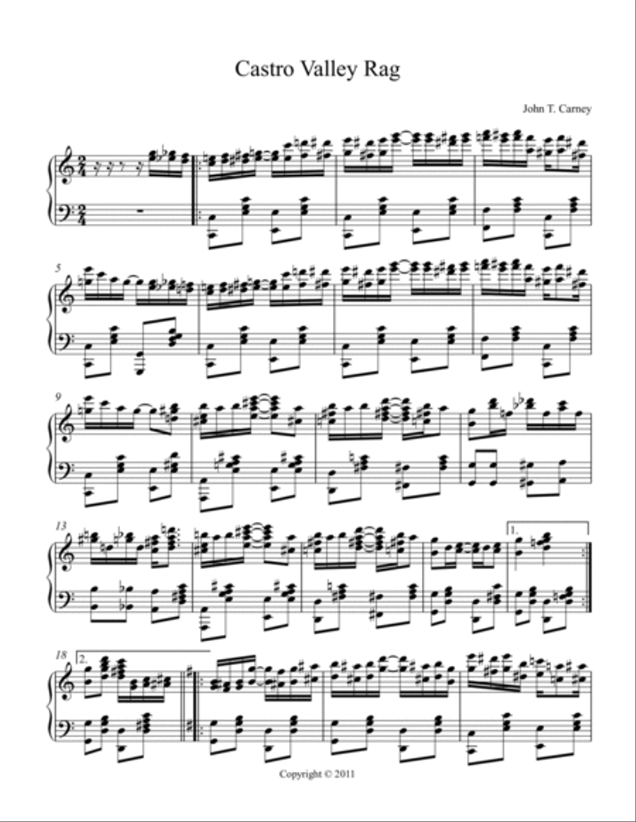 Castro Valley Rag Piano Solo scores gallery preview page 2