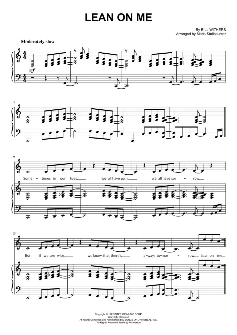 Lean On Me Voice scores gallery preview page 1