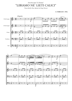 "Libiamo ne' lieti calici" (Brindisi) for Brass Quintet