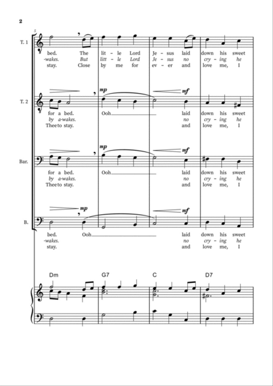 Away in a Manger – TTBarB Choir with Piano Accompaniment TTBB scores gallery preview page 2