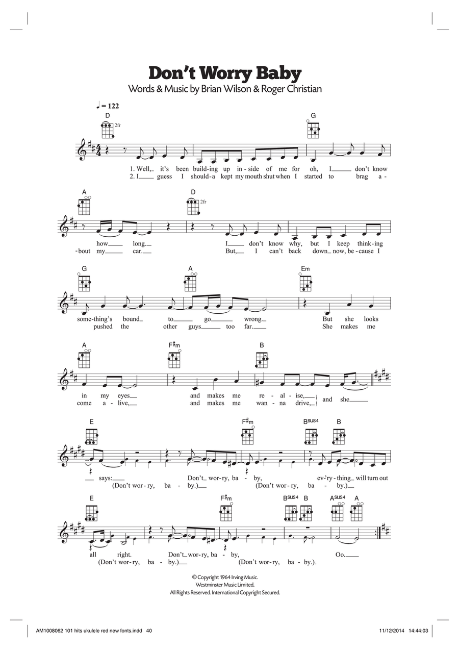 Don't Worry Baby Ukulele scores gallery preview page 1