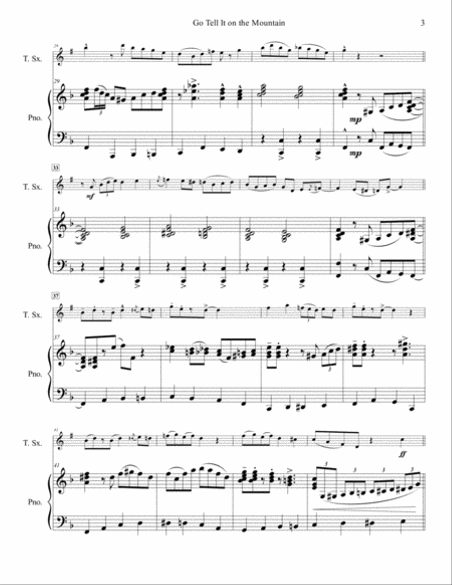 Go Tell It on the Mountain for Solo Tenor Saxophone Go Tell It on the Mountain for Solo Tenor Saxophone Tenor Saxophone scores gallery preview page 4