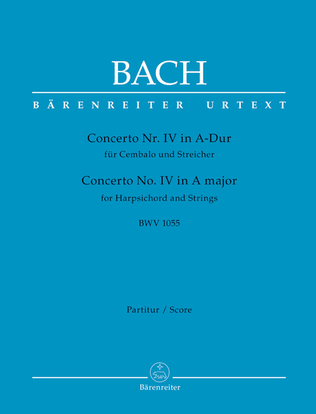 Book cover for Concerto for Harpsichord and Strings Nr. 4 A major BWV 1055