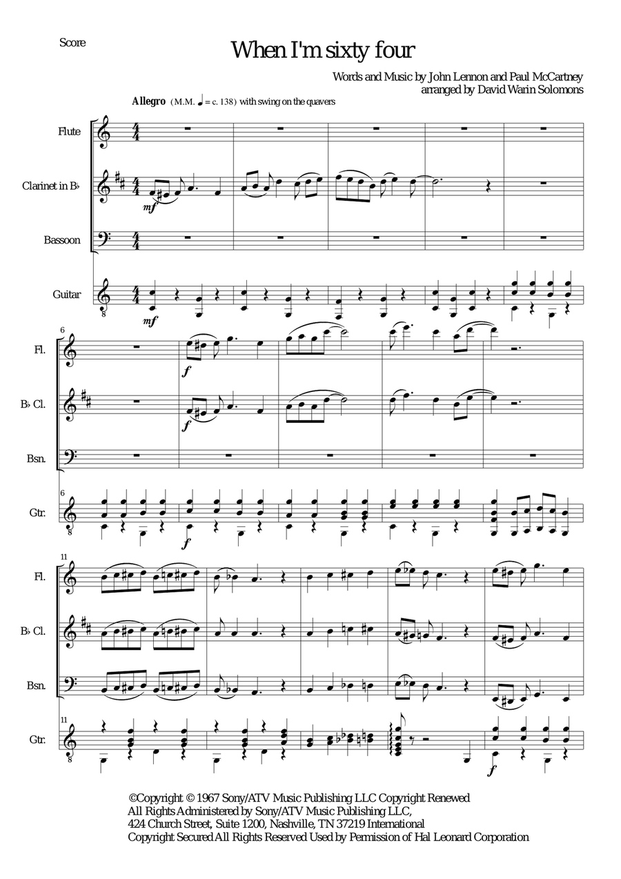 When I'm Sixty-Four Small Ensemble scores gallery preview page 1