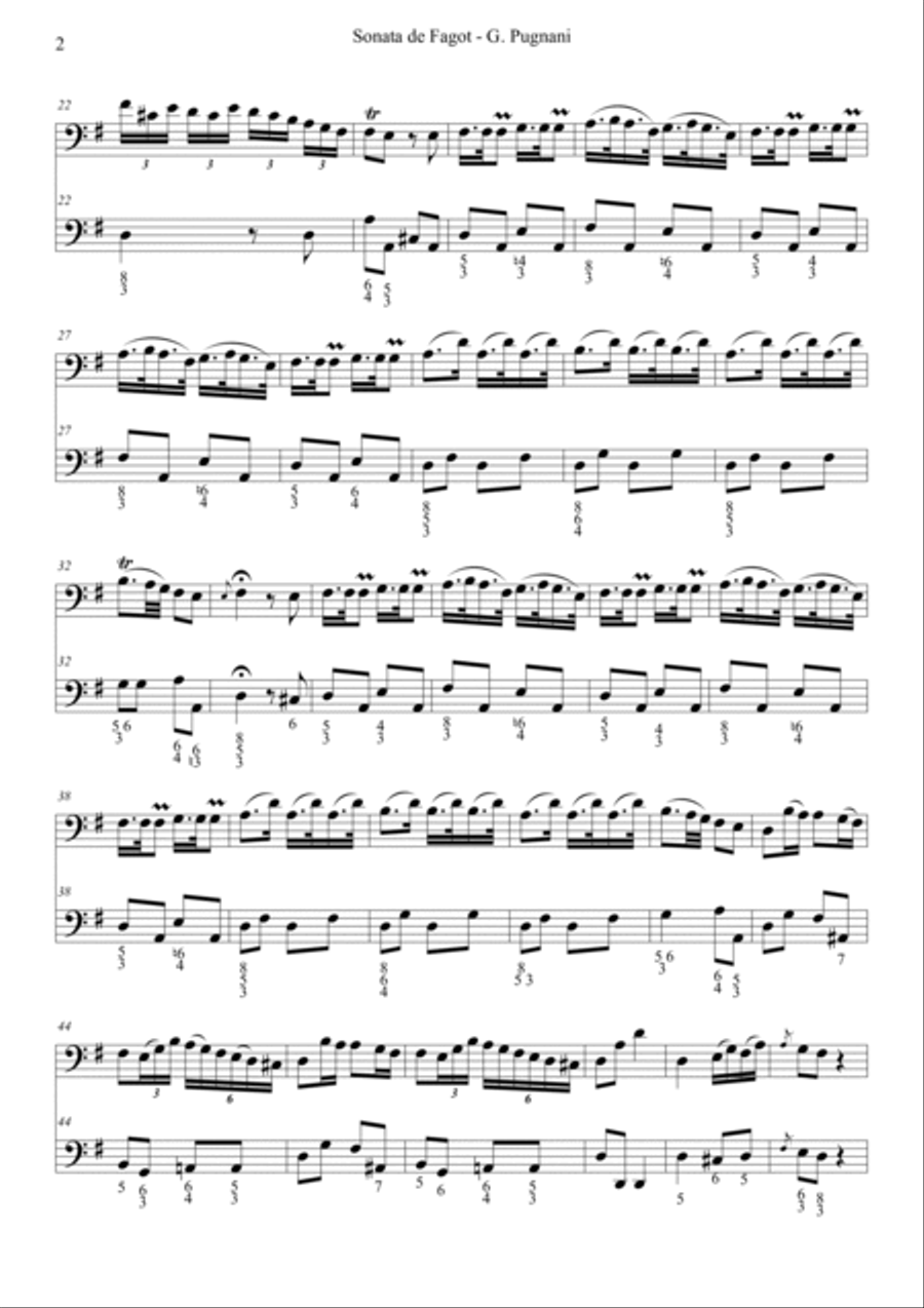 Sonata de Fagot. Gaetano Pugnani. by Ovidio Gimenez Martinez Bassoon Solo scores gallery preview page 4