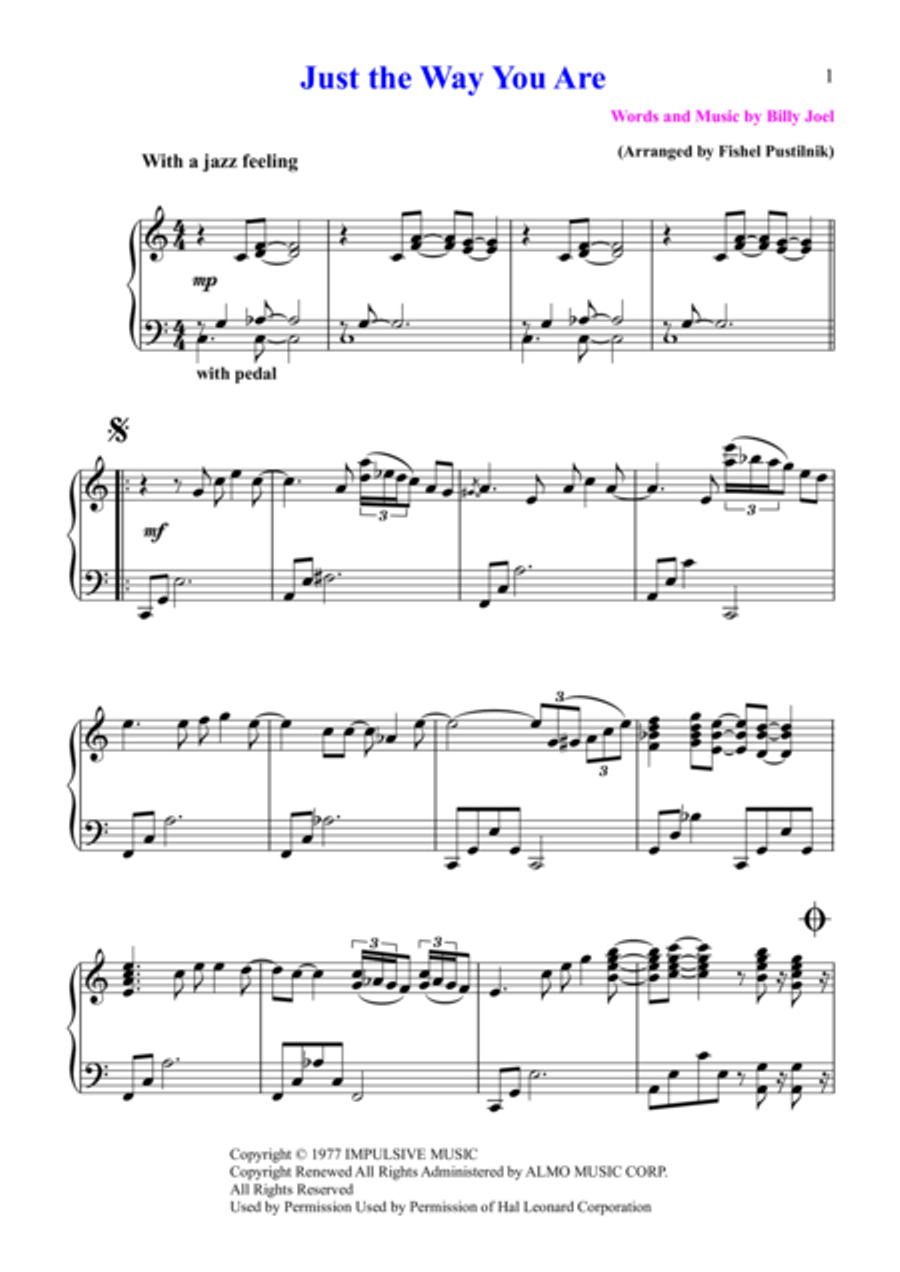 Just The Way You Are Voice scores gallery preview page 2