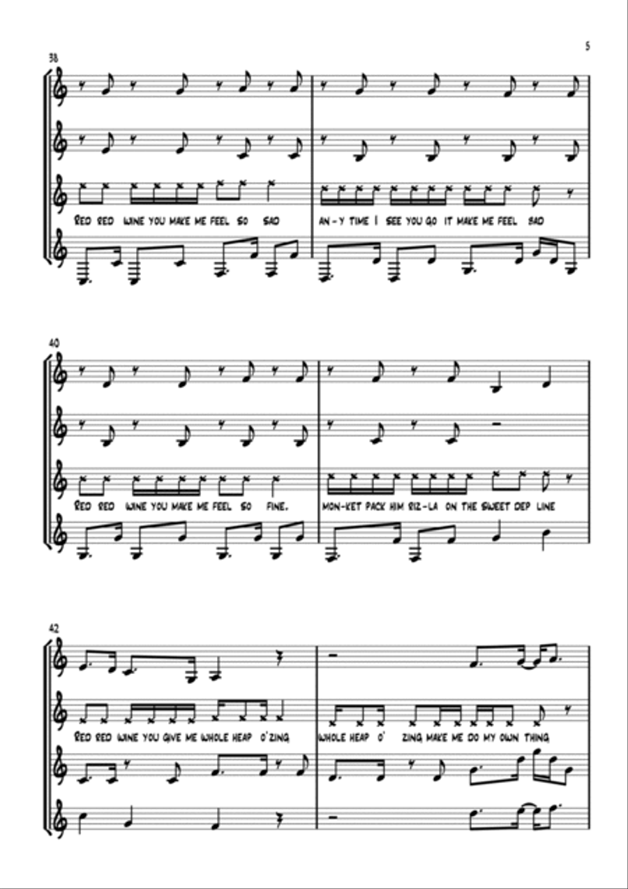 Red, Red Wine Saxophone Quartet scores gallery preview page 5