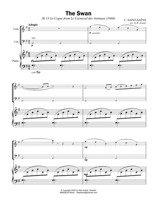 The Swan / Le cygne for very easy piano trio (vln/fl, vc, pno) (Edition II)