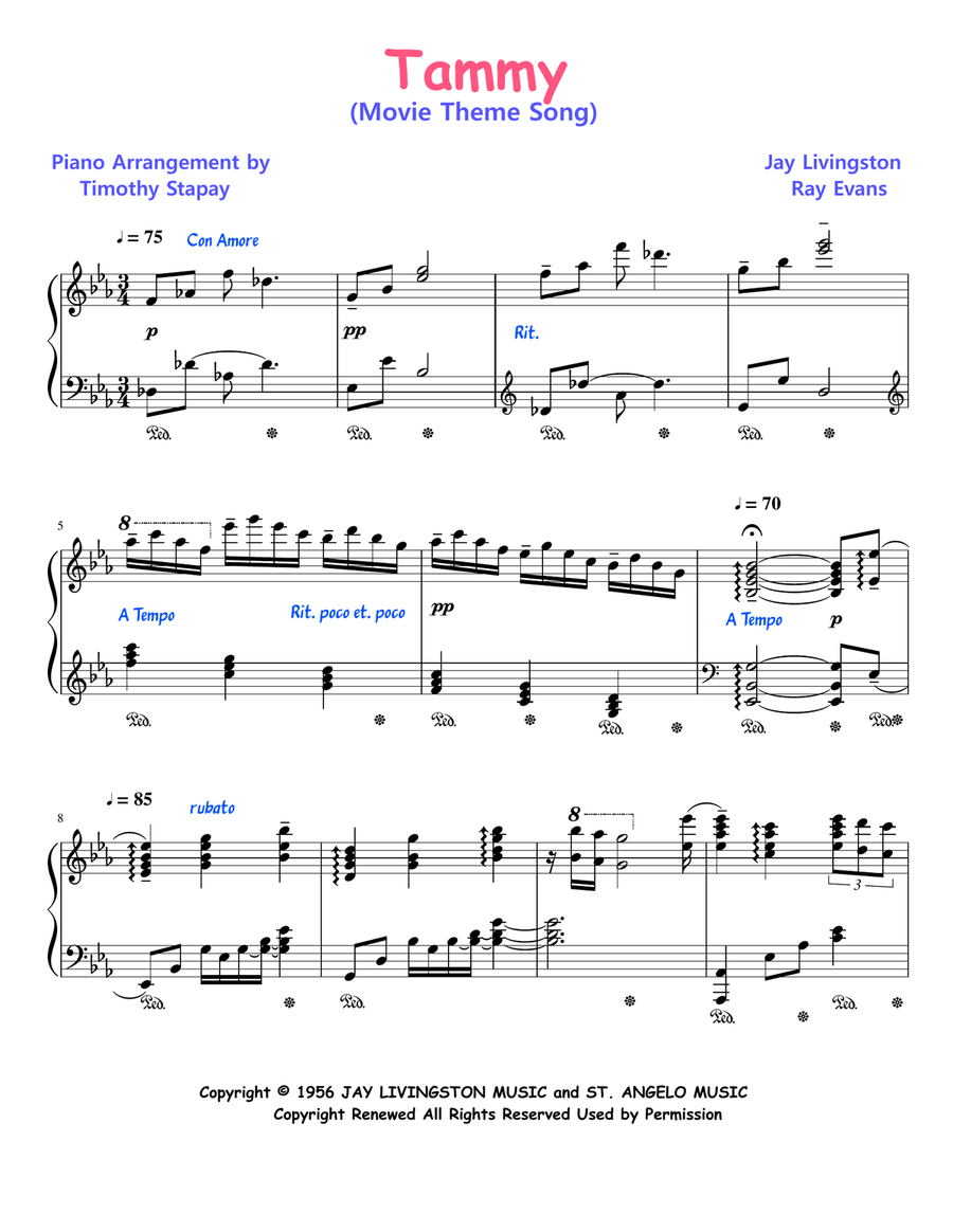 Tammy Piano Solo scores gallery preview page 1