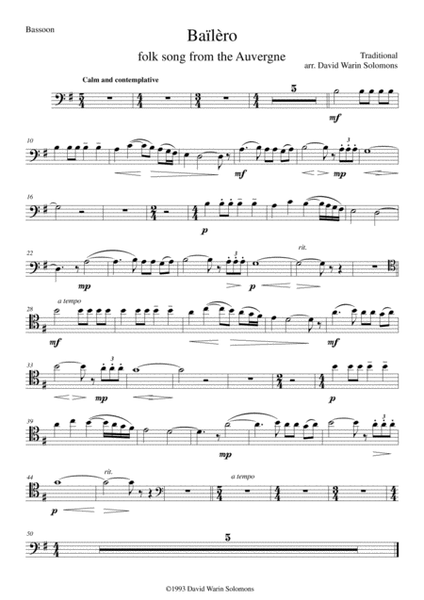 3 songs of the Auvergne for bassoon & guitar image number null