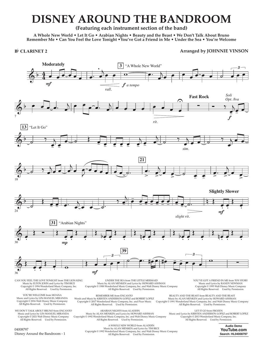 Disney Around the Bandroom - Bb Clarinet 2 Concert Band scores gallery preview page 1