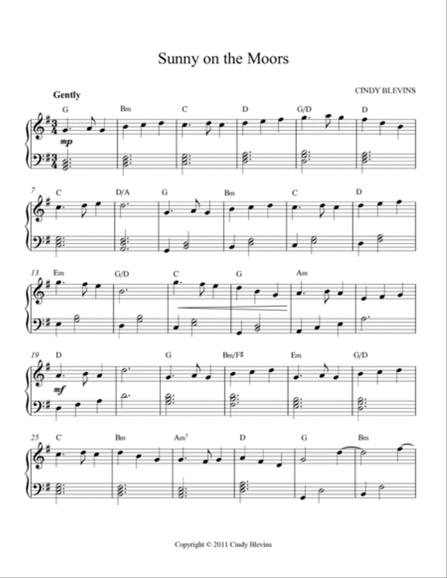 Sunny On the Moors, original solo for Lever or Pedal Harp Pedal Harp scores gallery preview page 2