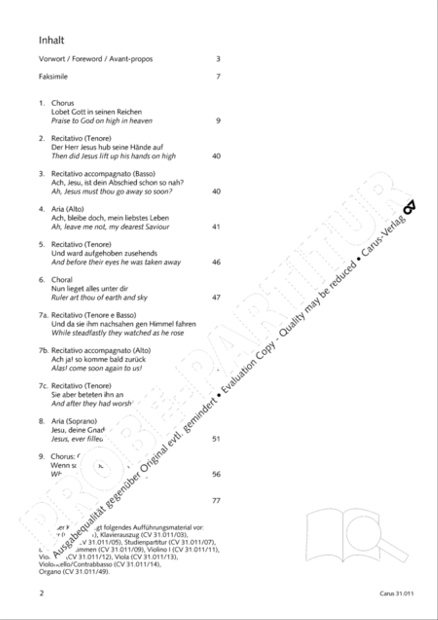 Lobet Gott in seinen Reichen (Himmelfahrtsoratorium) image number null