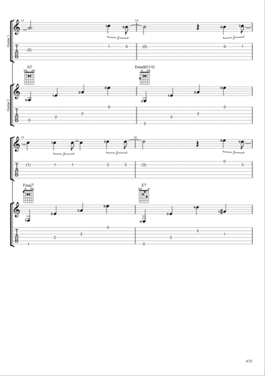 Warriors Guitar Tablature scores gallery preview page 4
