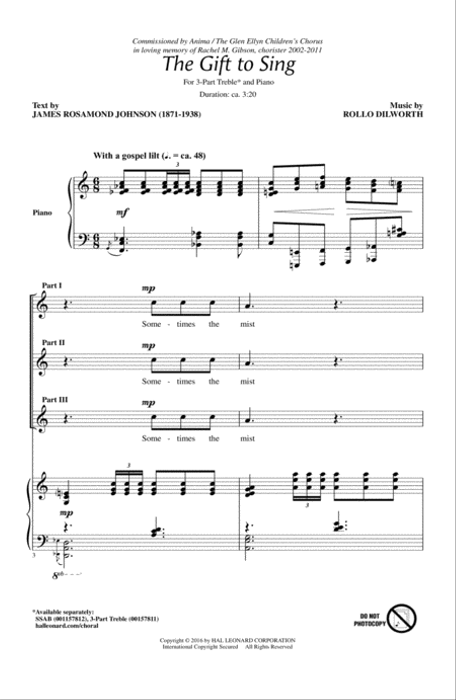 The Gift To Sing 3-Part scores gallery preview page 1