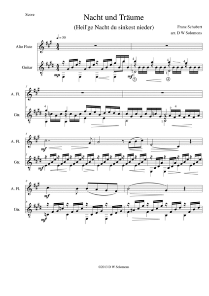 Nacht und Träume (Heil'ge Nacht du sinkest nieder) for alto flute and guitar image number null