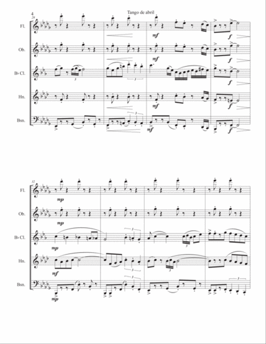 Tango de Abril Woodwind Quintet scores gallery preview page 4