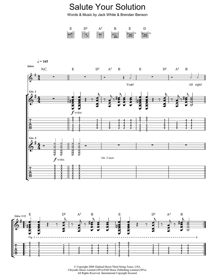 Salute Your Solution Guitar Tablature scores gallery preview page 1