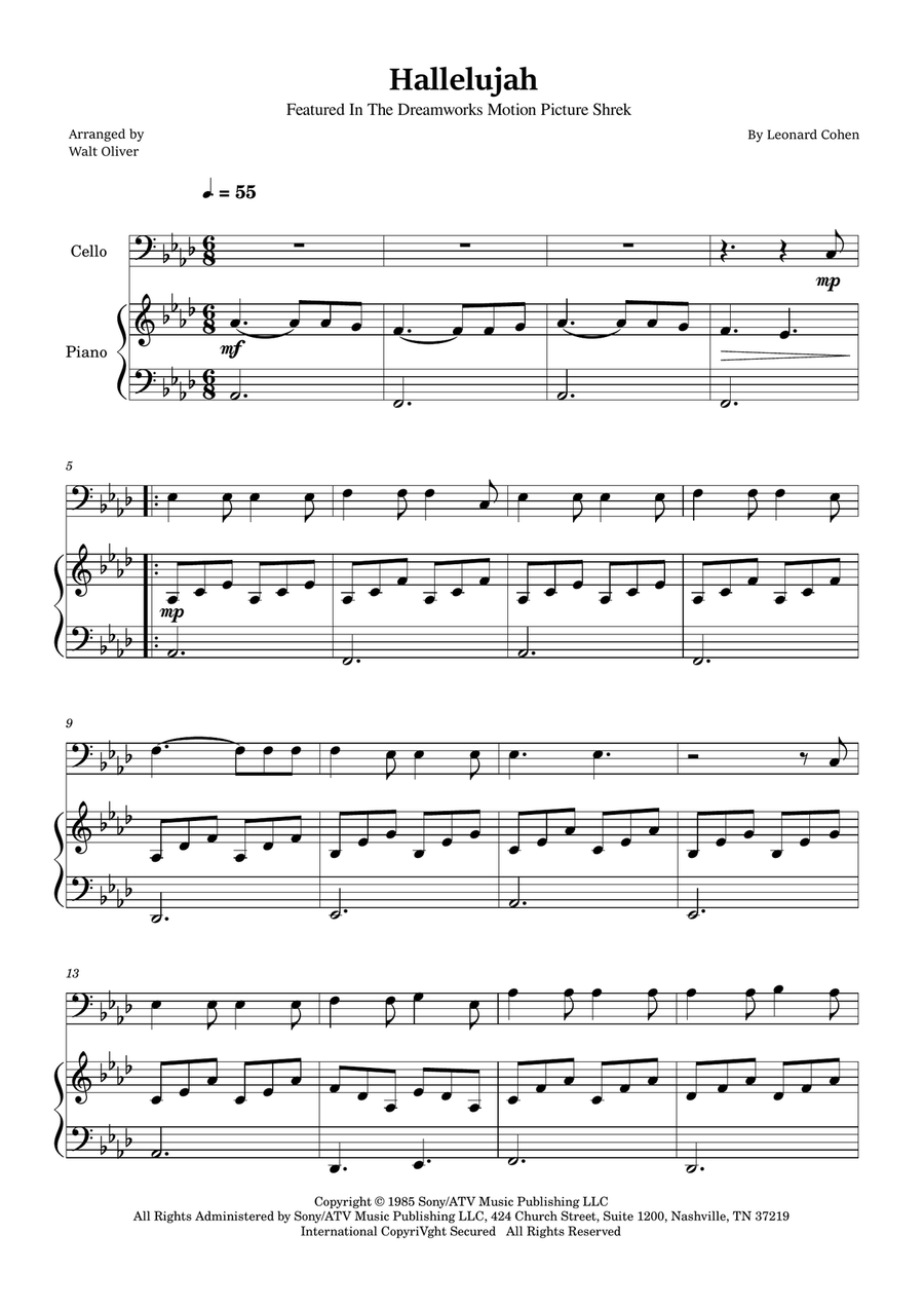 Hallelujah Piano scores gallery preview page 1
