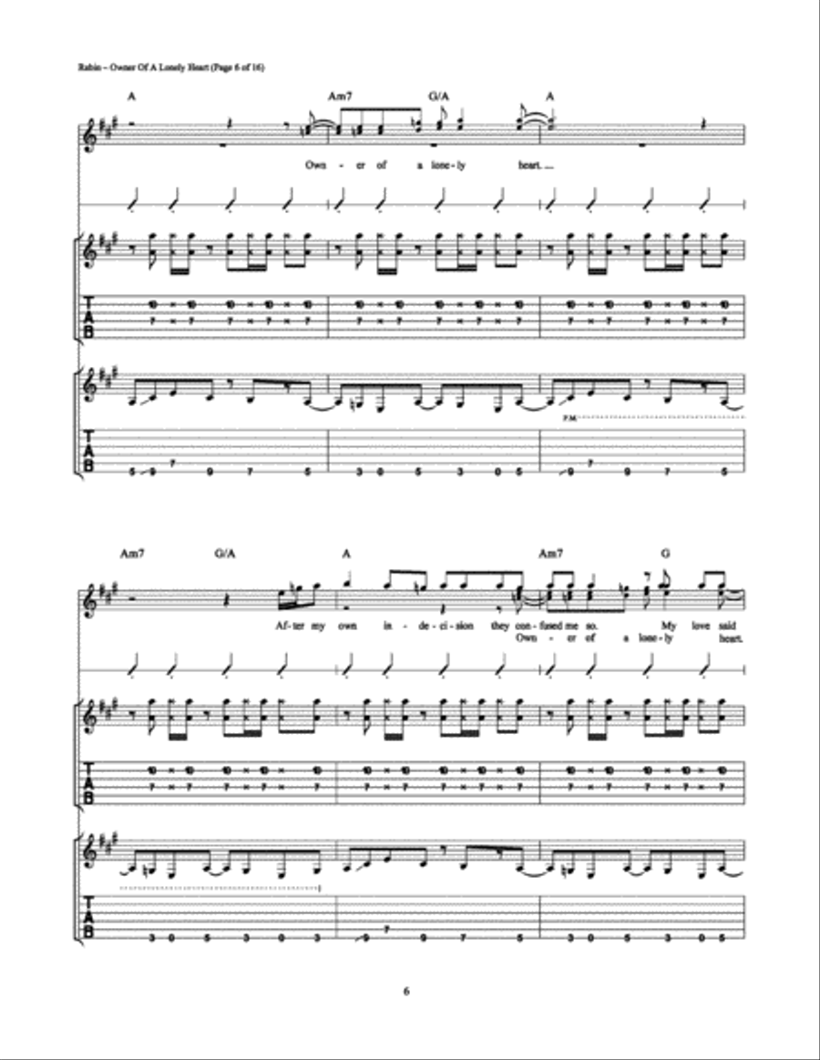 Owner of a Lonely Heart Electric Guitar scores gallery preview page 6
