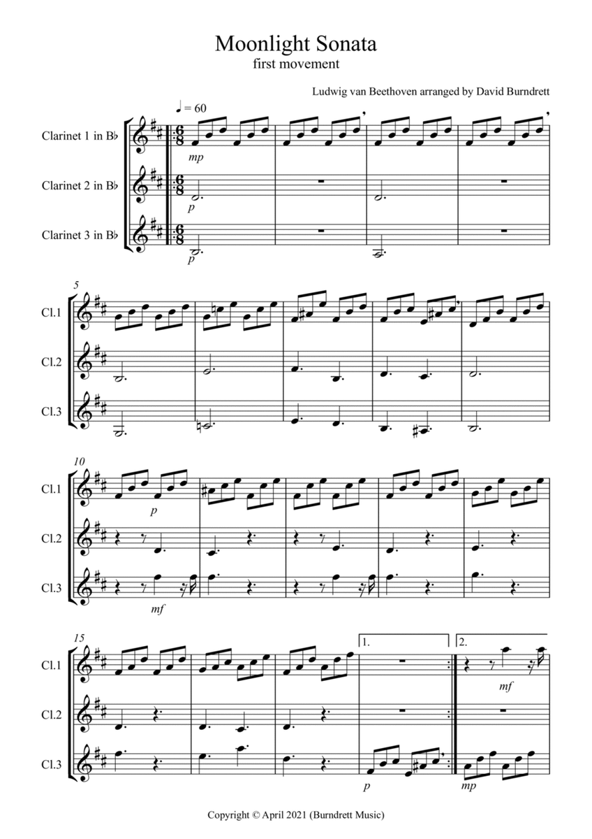 Moonlight Sonata (1st movement) for Clarinet Trio image number null