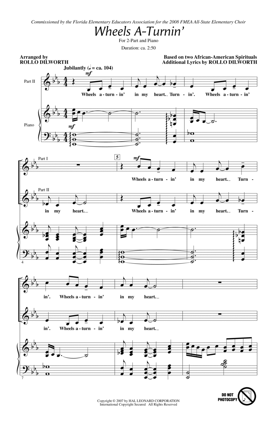 Wheels A-Turnin' 2-Part scores gallery preview page 1