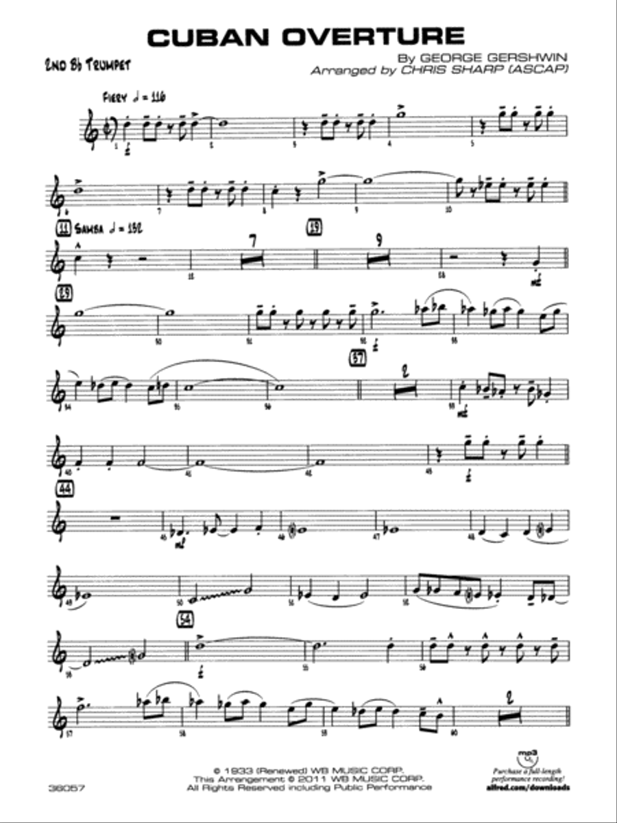 Cuban Overture: 2nd B-flat Trumpet Jazz Ensemble scores gallery preview page 1