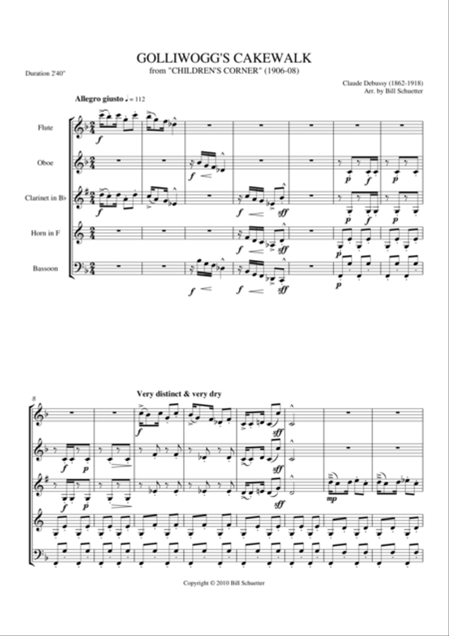 Golliwogg's Cakewalk Golliwogg's Cakewalk Woodwind Quintet scores gallery preview page 2