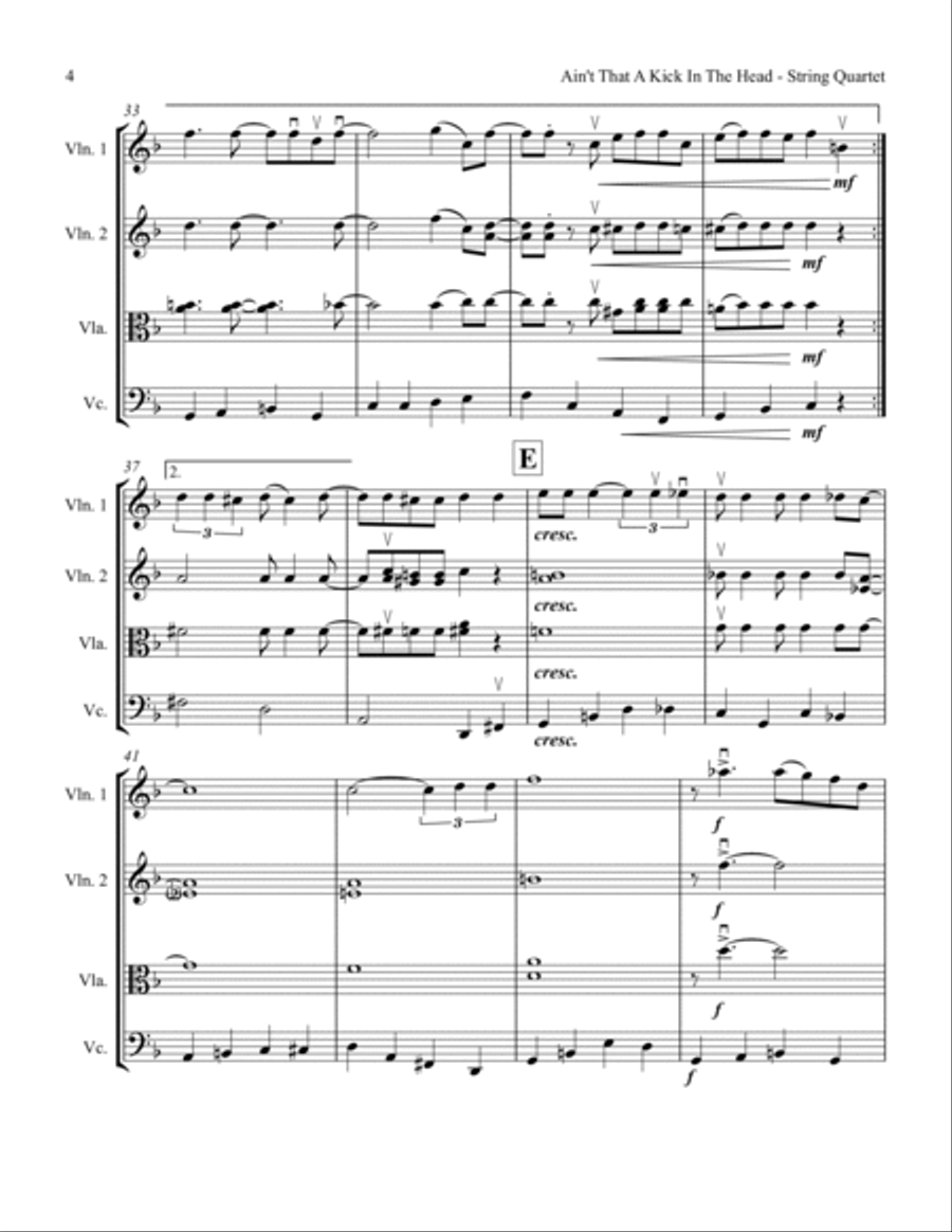 Ain't That A Kick In The Head String Quartet scores gallery preview page 6