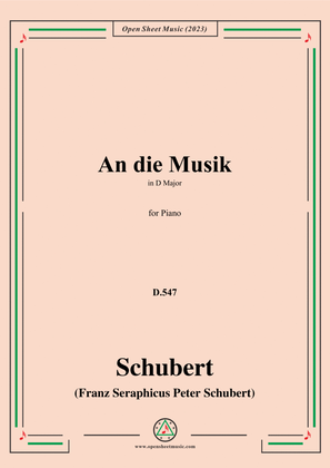 Book cover for Schubert-An die Musik,D.547,for Piano