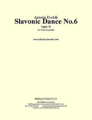 Slavonic Dance No.6, Op.72 - STUDY SCORE ONLY