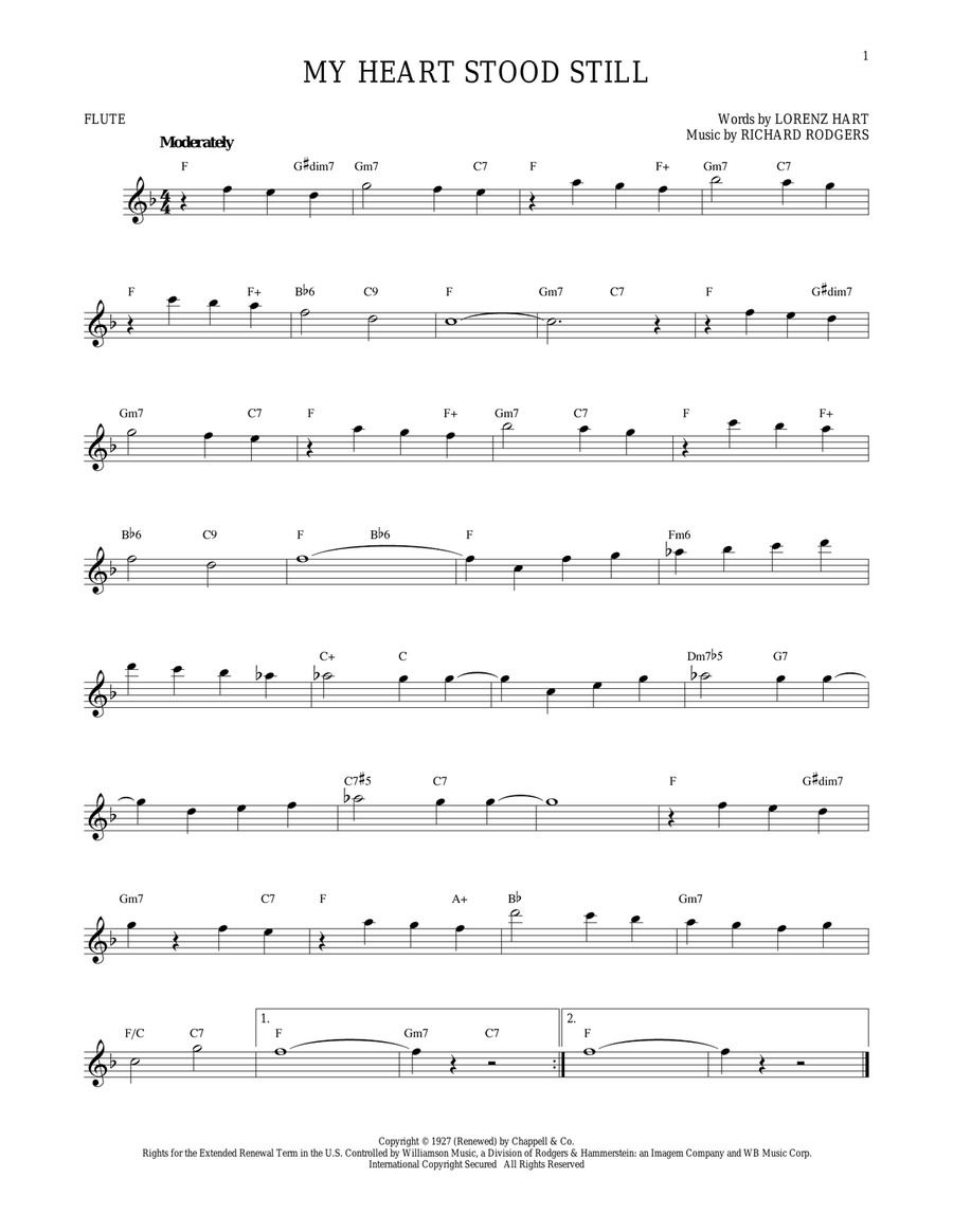 My Heart Stood Still My Heart Stood Still Flute Solo scores gallery preview page 1