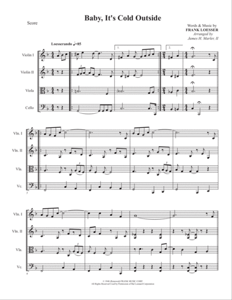 Baby, It's Cold Outside String Quartet scores gallery preview page 2