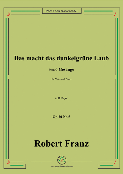 Franz-Das macht das dunkelgrune Laub,in B Major,for Voice and Piano image number null