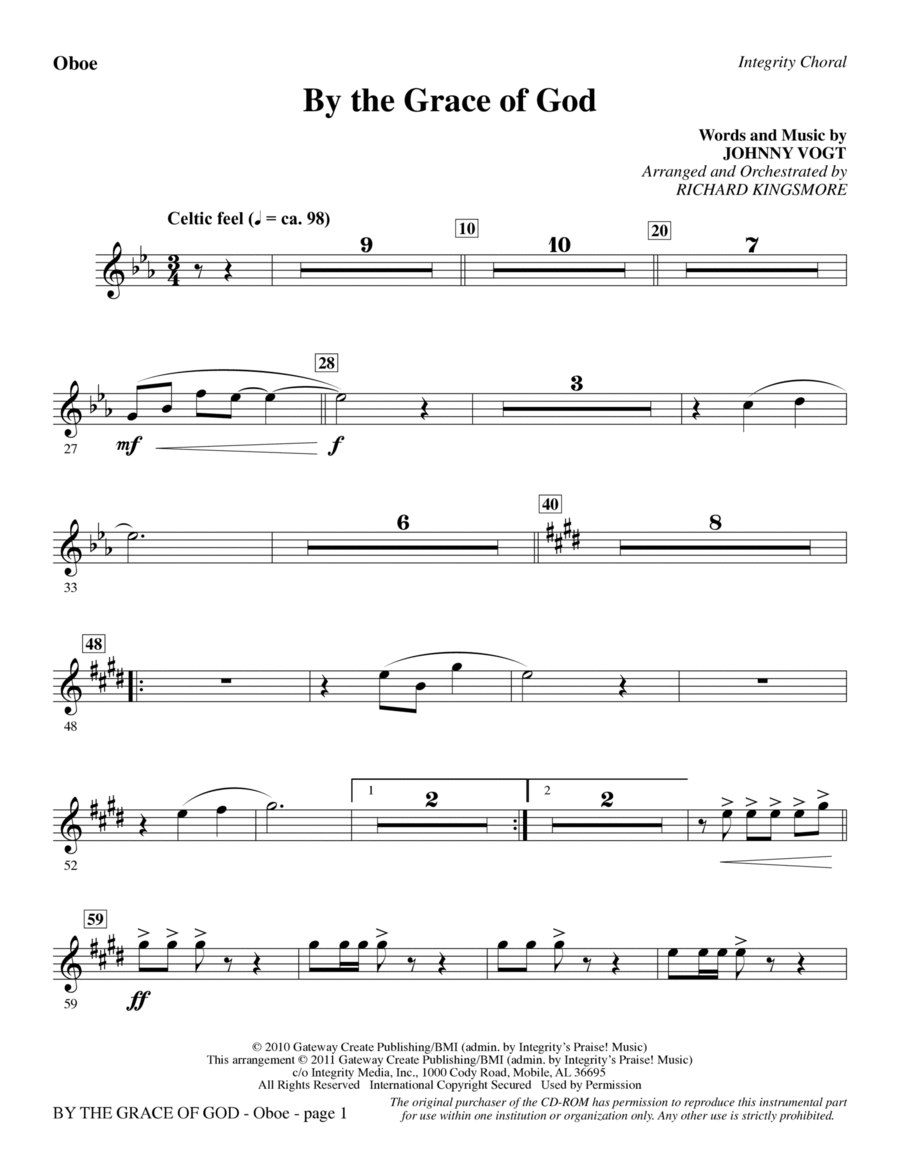 By The Grace Of God - Oboe Choir scores gallery preview page 1