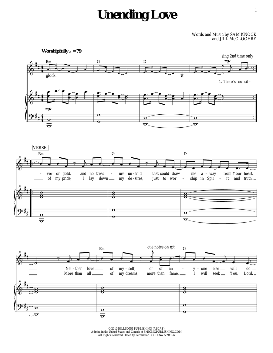 Unending Love Piano, Vocal, Guitar scores gallery preview page 1