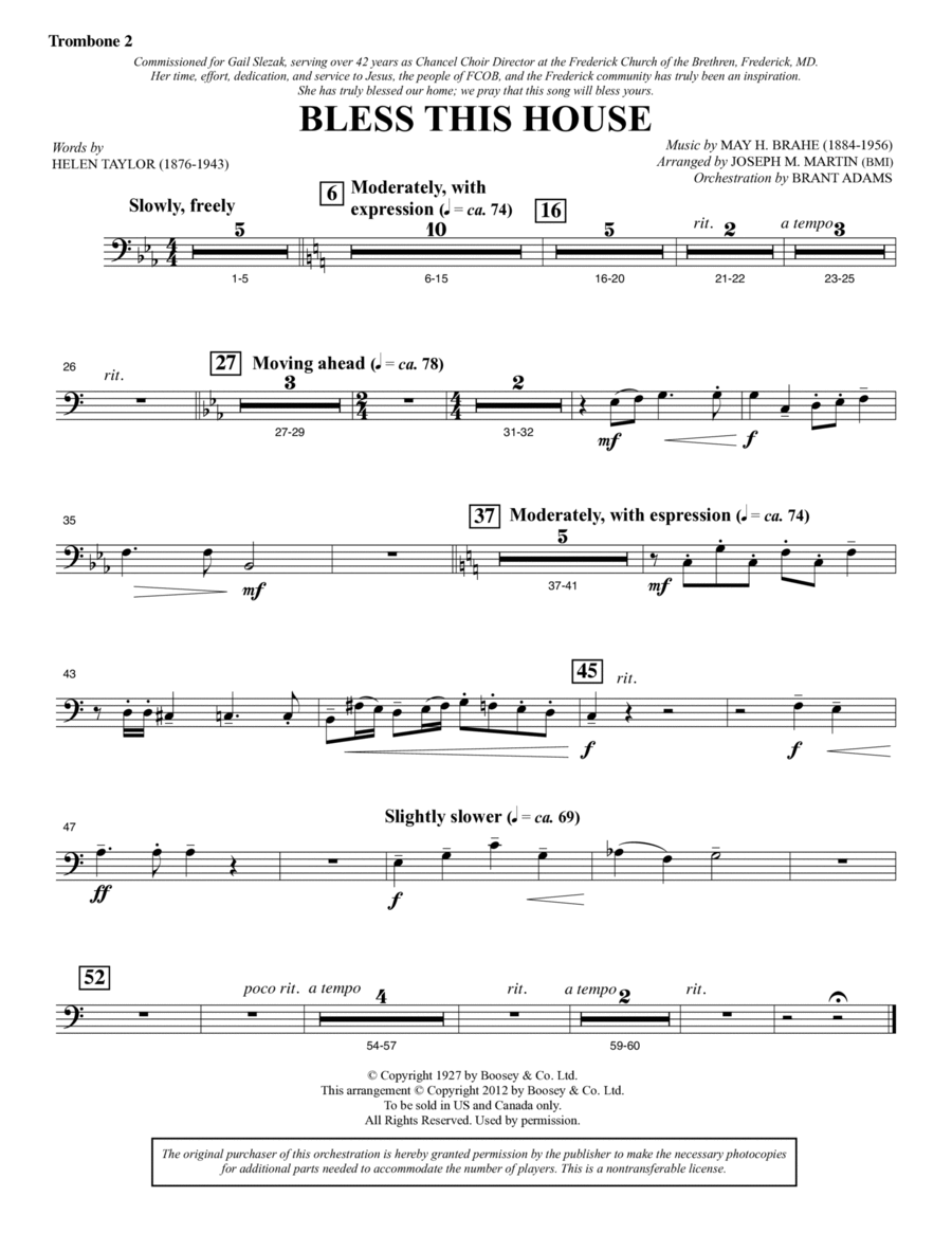 Bless This House - Trombone 2 Choir scores gallery preview page 1