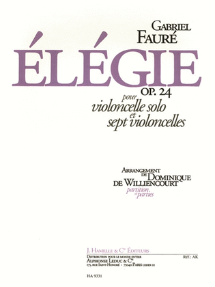 Elegie Op. 24 Pour Violoncelle Solo Et Sept Violoncelles