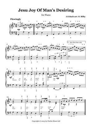 Jesu Joy Of Man's Desiring (Piano Solo Grade 3-4) with Lyrics