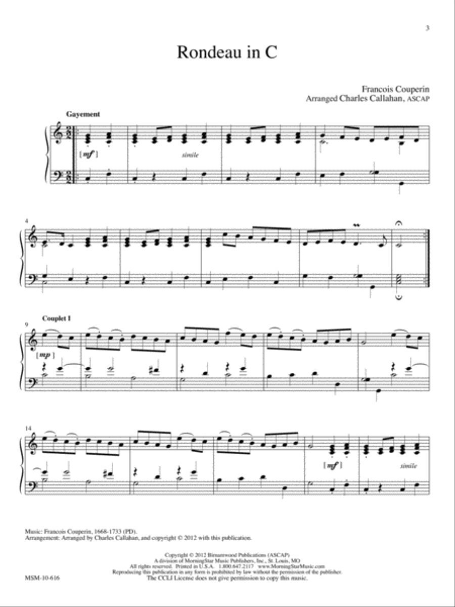 Rondeau in C Organ scores gallery preview page 1