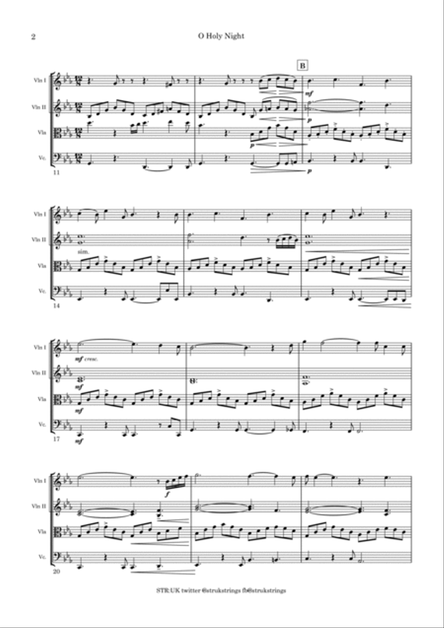 O Holy Night (String Quartet version) String Quartet scores gallery preview page 3